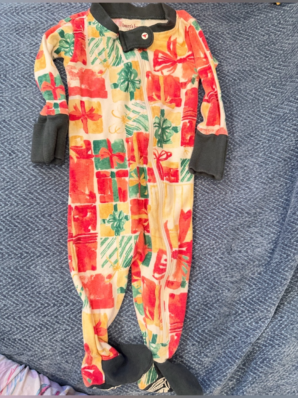 Burt's Bees Baby Red & Green Holiday One-Piece Pajamas
